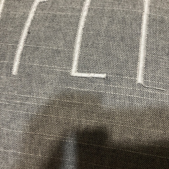 Rae Dunn Live Simply Decorative Throw Pillow - Gray linen with white lettering - Picture 5 of 8